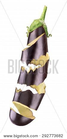 Beautiful Chopped Eggplant Isolated On White Background