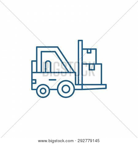 Loader In Stock Line Icon Concept. Loader In Stock Flat  Vector Symbol, Sign, Outline Illustration.