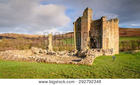 Remains Of Edlingham Castle, In Ruins, A Small Castle At The Hamlet Of Edlingham In Northumberland, 