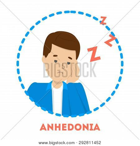 Anhedonia As Symptom Of Schizophrenia. Man With Fatigue