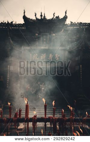 Temple and candle in Dazu in Chongqing China