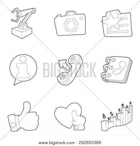 Workroom Icons Set. Outline Set Of 9 Workroom Icons For Web Isolated On White Background