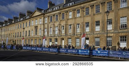 Bath, Somerset, United Kingdom - March 17, 2019: Competitors At The Start Of The Bath Half Marathon 