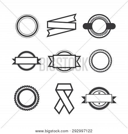 Set Of Logos, Design Elements. Black And White Illustration.