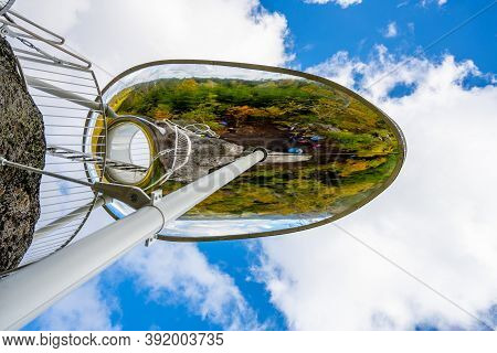 Tanvald, Czech Republic - October 2020: Modern Lookout Tower On Maly . Evokes Sport Bobsled Because 
