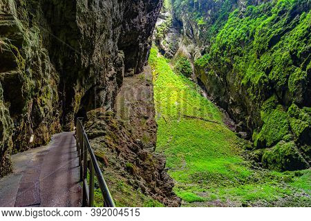 Macocha Abyss - Large Limestone Gorge In Moravian Karst, Czech: Moravsky Kras, Czech Republic. View 