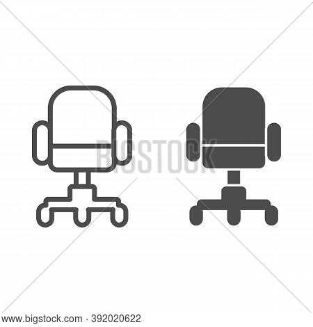 Office Chair Line And Solid Icon, Furniture Concept, Swivel Desk Chair Sign On White Background, Off