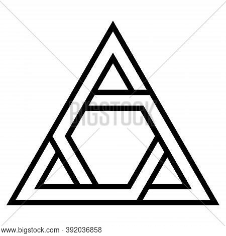 Logo Triangle Sign Closed System, The Vector Triangle With Twisted Sides Of The Bisector