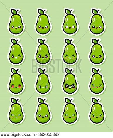 Kawaii Avocado Set Vector, Vector Eps Format