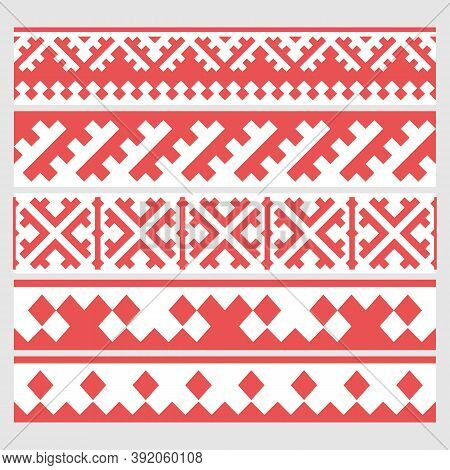 Patterns Based On Khanty-mansi Siberian Folk Ornaments Set