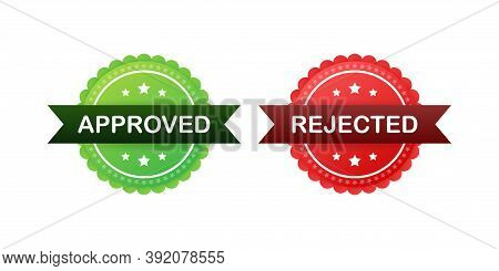 Approved And Rejected Label Sticker Icon. Vector Stock Illustration.