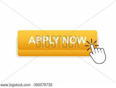 Apply Now. Web Banner. Arrow, Cursor Icon. Arrow Vector Icon. Hand Click. Vector Stock Illustration.