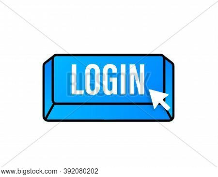 Login. Web Banner. Arrow, Cursor Icon. Arrow Vector Icon. Hand Click. Vector Stock Illustration.