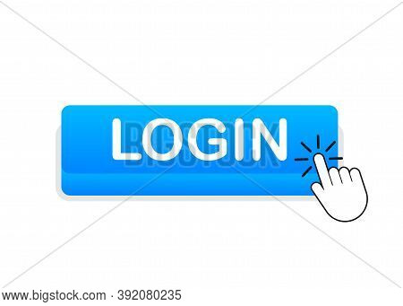 Login. Web Banner. Arrow, Cursor Icon. Arrow Vector Icon. Hand Click. Vector Stock Illustration.