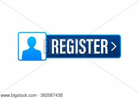 Blue Banner Register Now. Vector Stock Illustration.