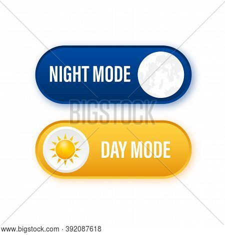 Button With Night Mode On Dark Background. Ui Design. Dark Theme. App Interface Design Concept. Vect