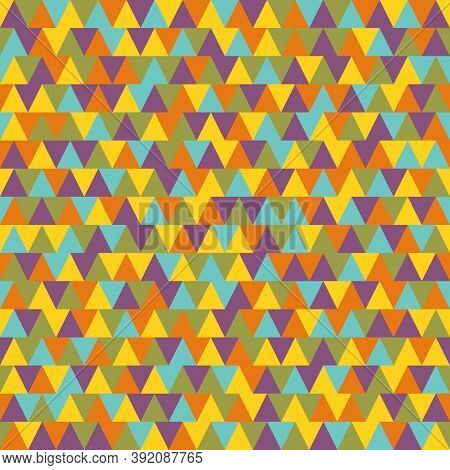 Abstract Geometric Triangle Seamless Pattern. Retro Style Texture.