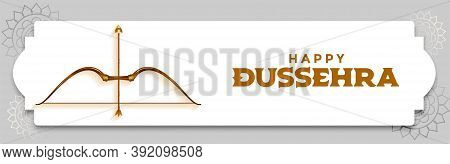Happy Dussehra Festival Wide Banner With Bow And Arrow Vector
