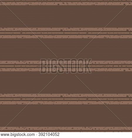 Vector Light And Dark Brown Groups Of Stripes With Etched Grunge Texture. Seamless Vector Pattern On