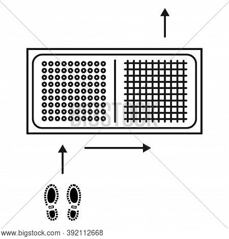 Disinfectant Mat. Sanitizing Mat. Antibacterial Entry Rug In Outline Style. Disinfecting Carpet For 