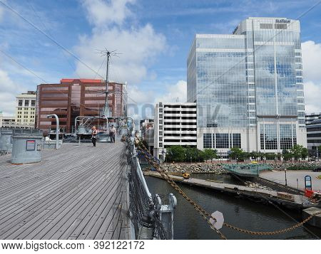 Norfolk, Usa - June 9, 2019: A View Of Norfolk From The Bow Of The Uss Wisconsin.