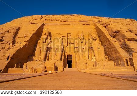 The Incredible Abu Simbel Temple Rebuilt On The Mountain In Southern Egypt In Nubia Next To Lake Nas