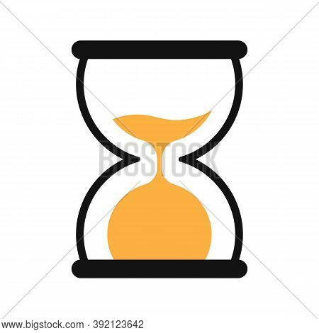 Hourglass Sign Vector Icon Template. Sandclock, Sand Clock, Sand Of Time Black And Orange Isolated V