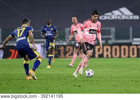 Torino, Italy. 25th October 2020. Alvaro Morata  Of Juventus Fc During The Serie A Match  Between Ju
