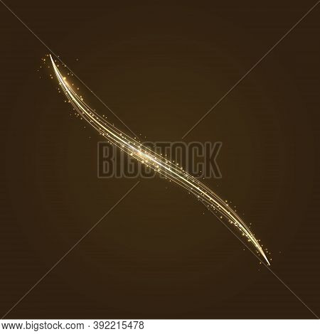 Vector Golden Light Tracing Effect. Glowing Magic Fire Ring Trac