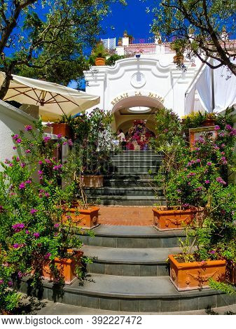 Capri, Italy - May 04, 2014: The Main Entrance At Hotel La Palma In Old Center Of Capri, Italy On Ma