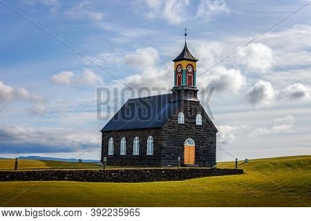 Hvalsneskirkja Church Located Near The Village Of Sandgerdi In Iceland.