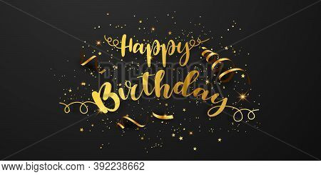 Happy Birthday Glod Celebration Background With Confetti.