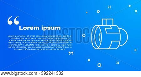 White Line Jet Engine Turbine Icon Isolated On Blue Background. Plane Turbine. Airplane Equipment. J