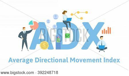 Adx, Average Directional Movement Index. Concept With Keywords, People And Icons. Flat Vector Illust