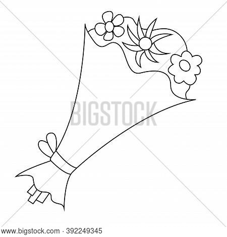 Linear Icon Festive Bouquet With Flowers. Holiday Icon. Trendy Flat Design.