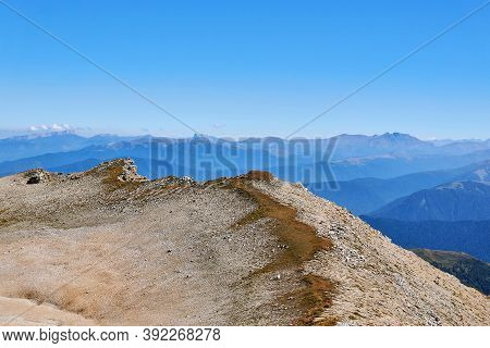 Sheer Cliffs Along The Summit Ridge Of Mount Oshten In The Western Caucasus, In The Republic Of Adyg