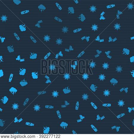 Set Usb Flash Drive And Shield, Sun, Toilet Bowl And Storm On Seamless Pattern. Vector