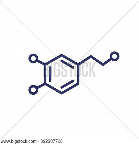 Dopamine Molecule, Line Vector Icon, Eps 10 File, Easy To Edit