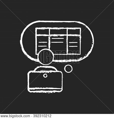Data Entry Clerk Chalk White Icon On Black Background. Administrative Professional. Clerical Tasks. 