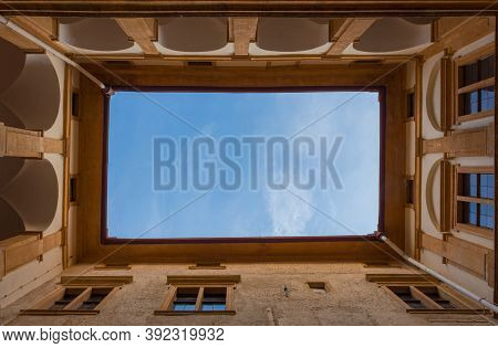 Graz, Austria-october 14, 2019: Interior Courtyard Of Eggenberg Palace, The Most Significant Baroque