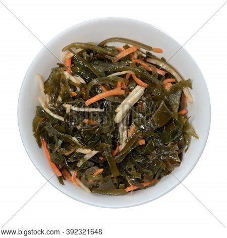 Seaweed Salad With Sesame Seeds Isloated On White.