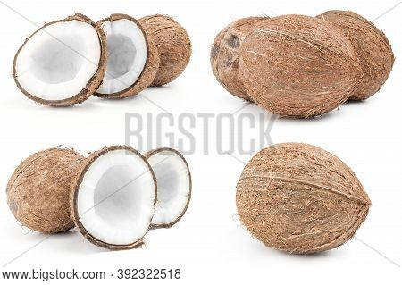 Collage Of Coconut Isolated On A White Background