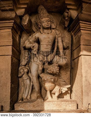 Sculpture Of Vishnu At The Durga Temple Located In Aihole In Karnataka, India.