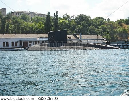 Republic Of Crimea, Sevastopol - July 28, 2019: Submarine Of The Black Sea Fleet Off The Coast Of Se
