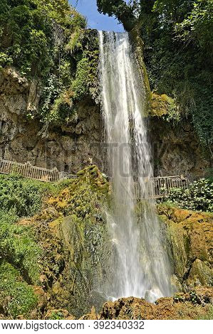 Edessa Waterfalls During Summer With Little Water Flow