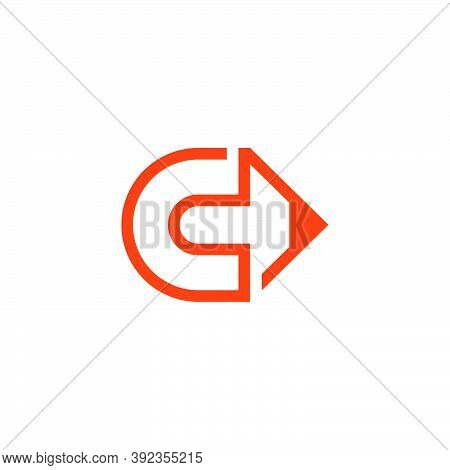 Letter C Drawing Pencil Shape Geometric Line Logo Vector