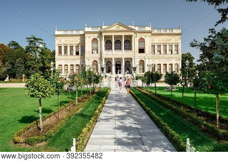 Istanbul, Turkey - October 06, 2020. Dolmabahce Palace. Exterior Facade Of The Selamlik And Selamlik
