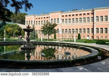 Istanbul, Turkey - October 06, 2020. Dolmabahce Palace. Exterior Facade Of The Harem Building And Ha