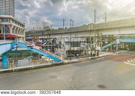 Tokyo, Japan - October 09 2018: Aerial View Of The Shopping Mall And Police Outposts Of Oji Crossing