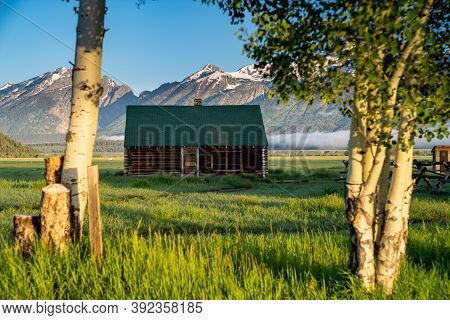 Rustic Building, Part Of The Historic Morman Row Homestead In Antelope Flats, In Grand Teton Nationa